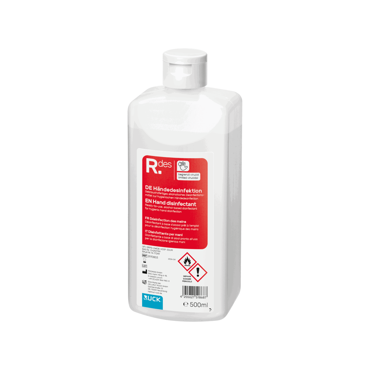 RUCK Händedesinfektion, 500 ml, Euroflasche RUCK Händedesinfektion, 500 ml, Euroflasche