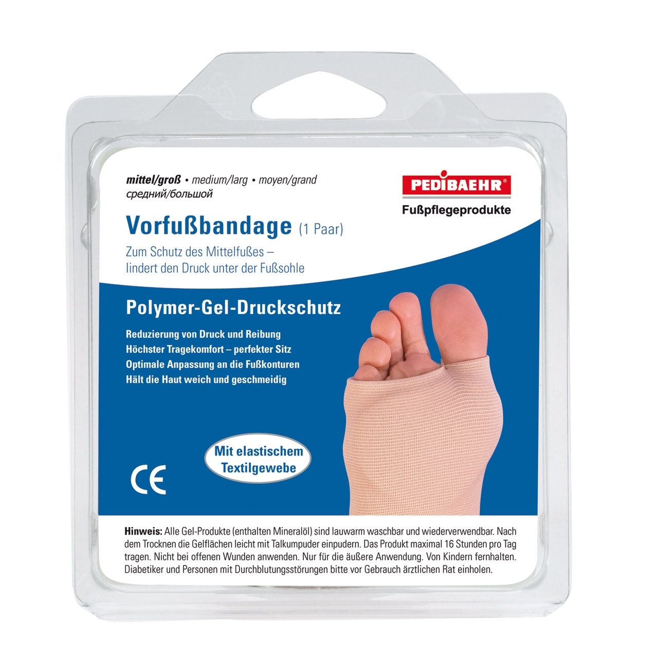 Pedibaehr Vorfussbandage mittel/gross 2 Stück Pedibaehr Vorfussbandage mittel/gross 2 Stück