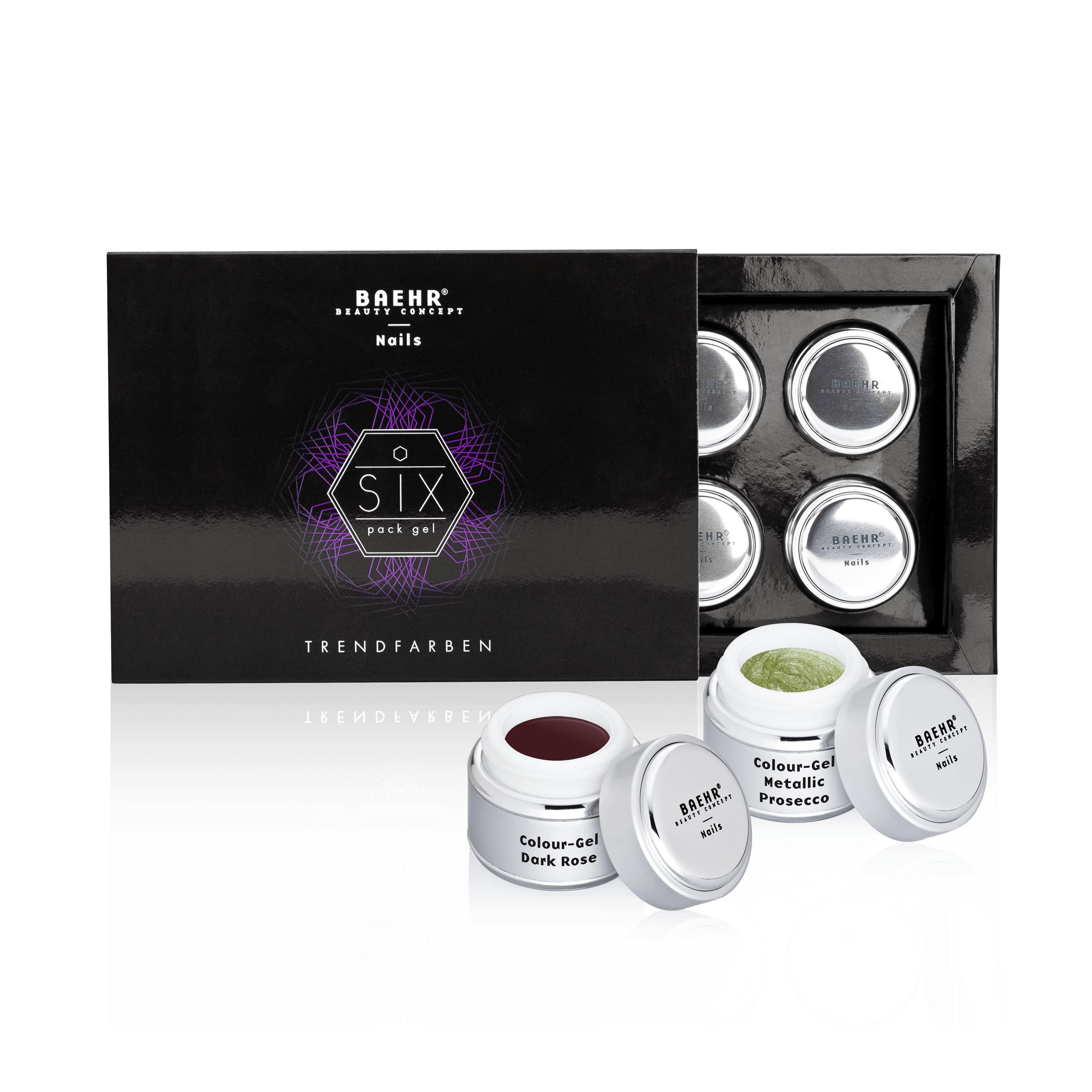 🔴 BAEHR BEAUTY CONCEPT Six Pack Gel-Trendfarben Set - Schuber mit 6 Farb-Gelen 🔴 BAEHR BEAUTY CONCEPT Six Pack Gel-Trendfarben Set - Schuber mit 6 Farb-Gelen