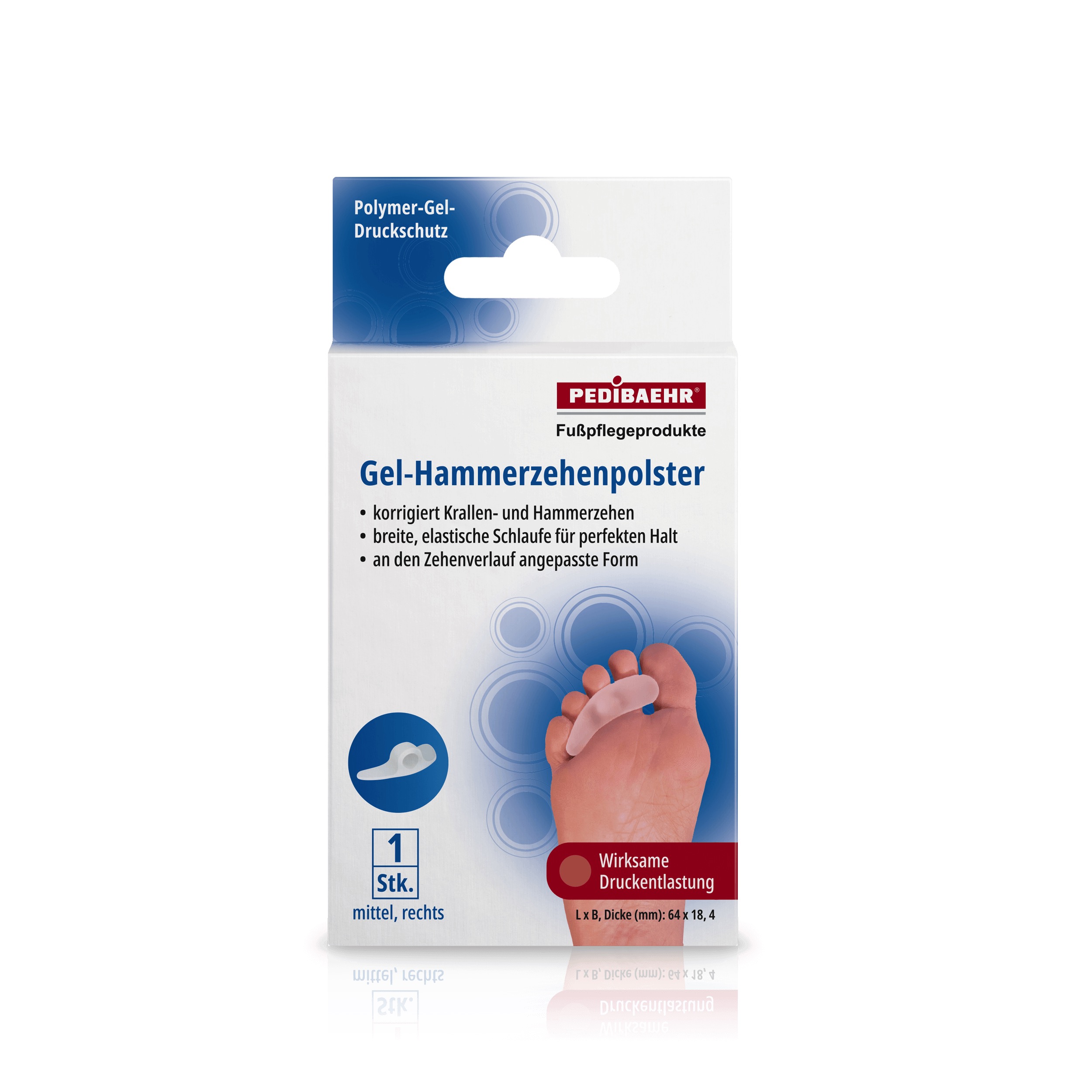 Pedibaehr Hammerzehenpolster Polymergel rechts Größe: mittel 1 Stück Pedibaehr Hammerzehenpolster Polymergel rechts Größe: mittel 1 Stück