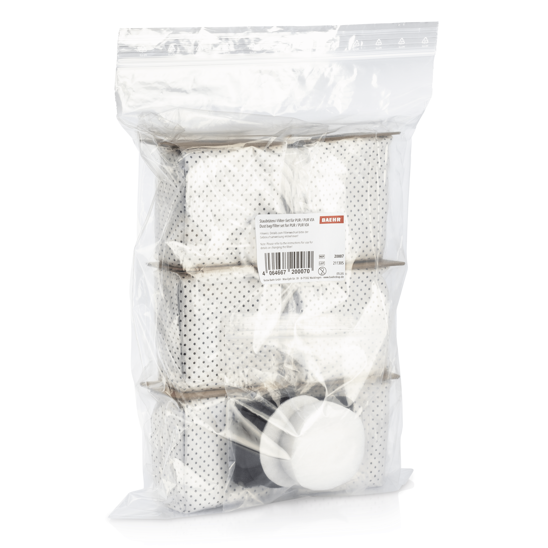 > BAEHR Staubtüten-/Filter-Set für BAEHR PUR / PUR VIA, 1 Filter-Set (4 Stk.) und 6 Staubtüten