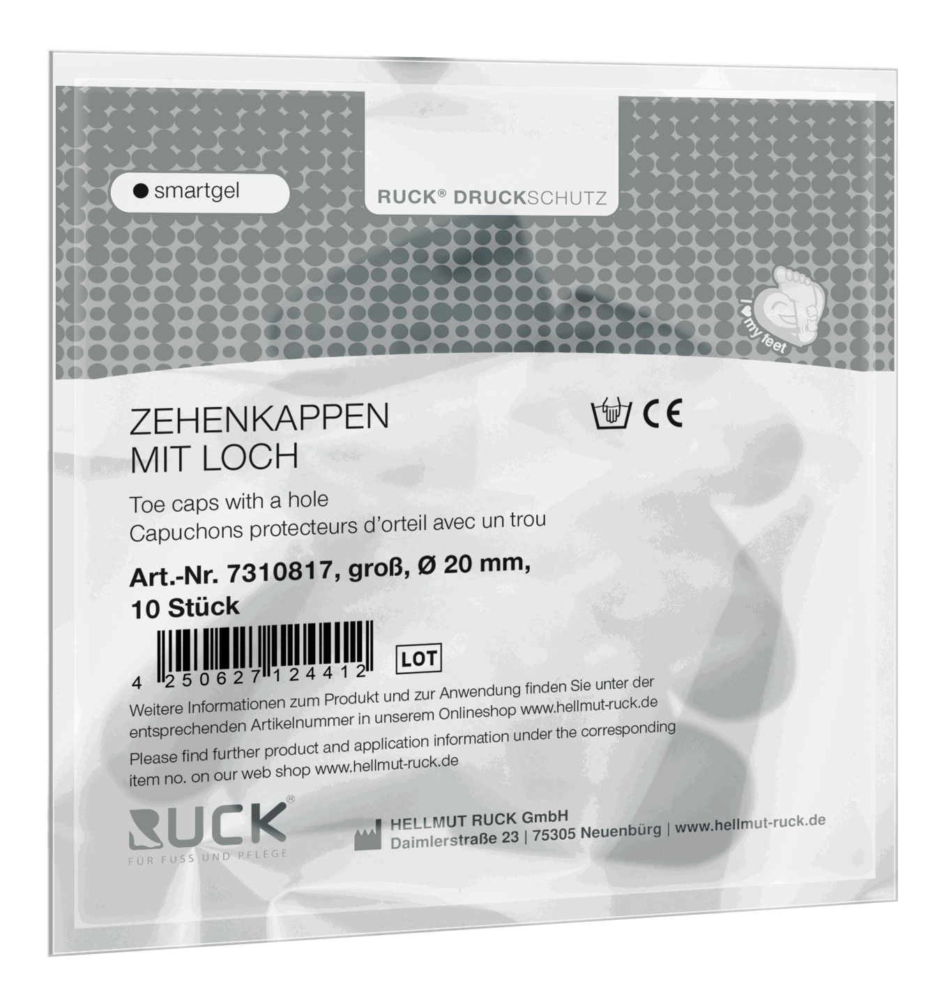 RUCK SmartGel Zehenkappen mit Loch, Gr. L, ⌀ 20 mm, 4 Stück