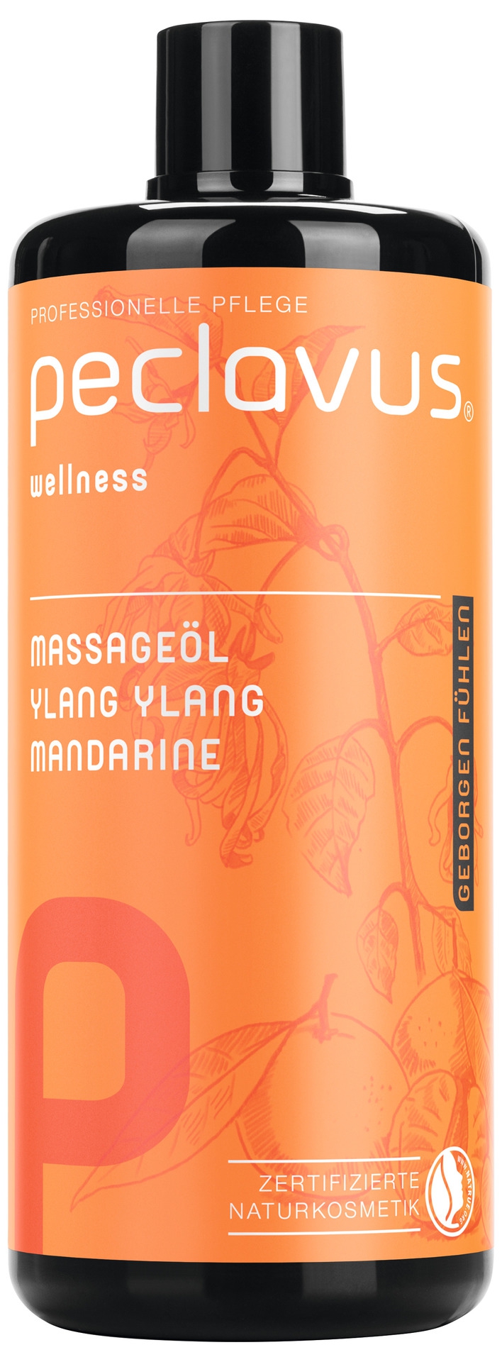 PECLAVUS Massageöl Ylang Ylang Mandarine 500 ml | Geborgen fühlen