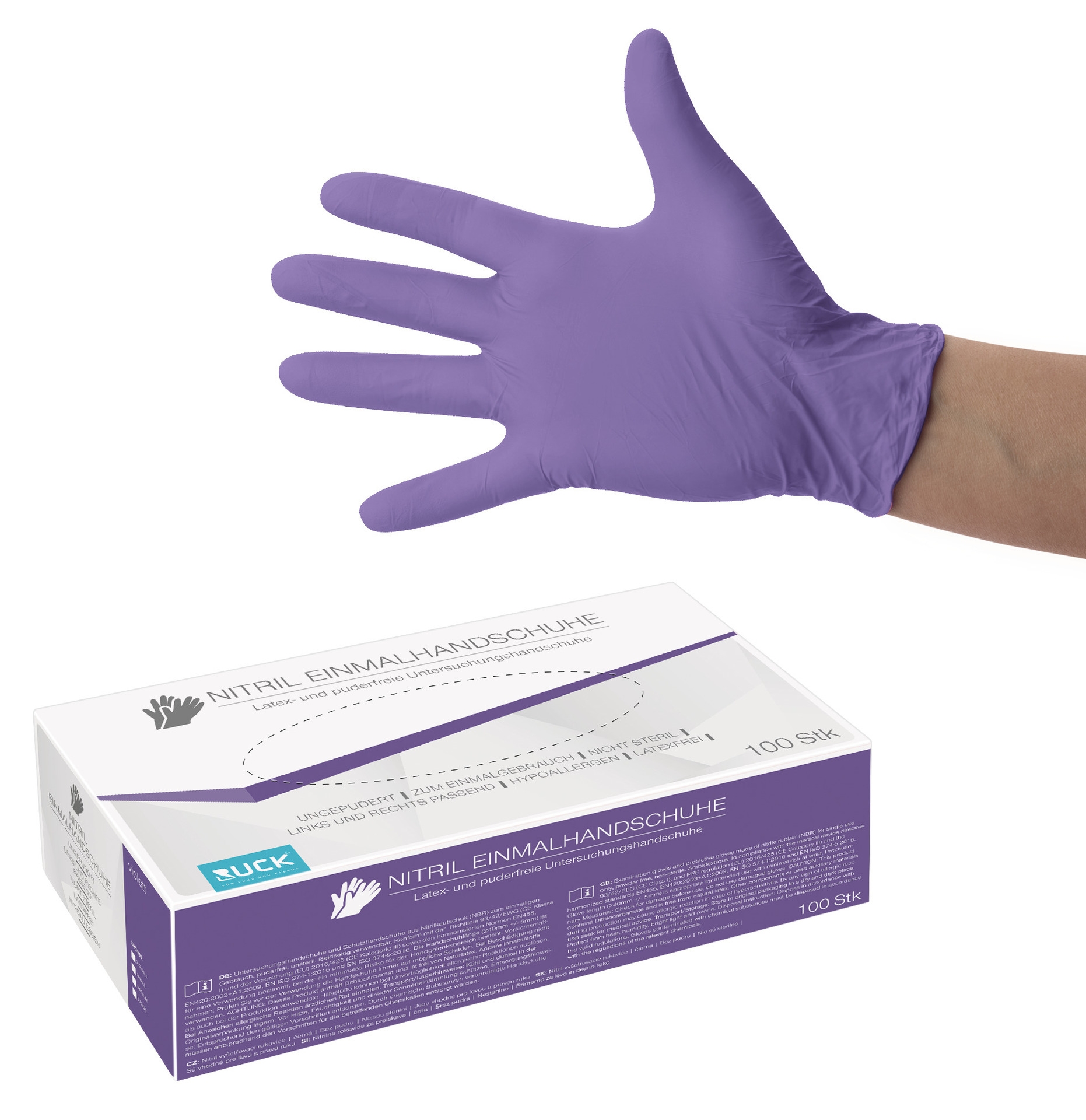 RUCK Nitril-Einmalhandschuhe violett ungepudert | S klein 100 Stück RUCK Nitril-Einmalhandschuhe violett ungepudert | S klein 100 Stück