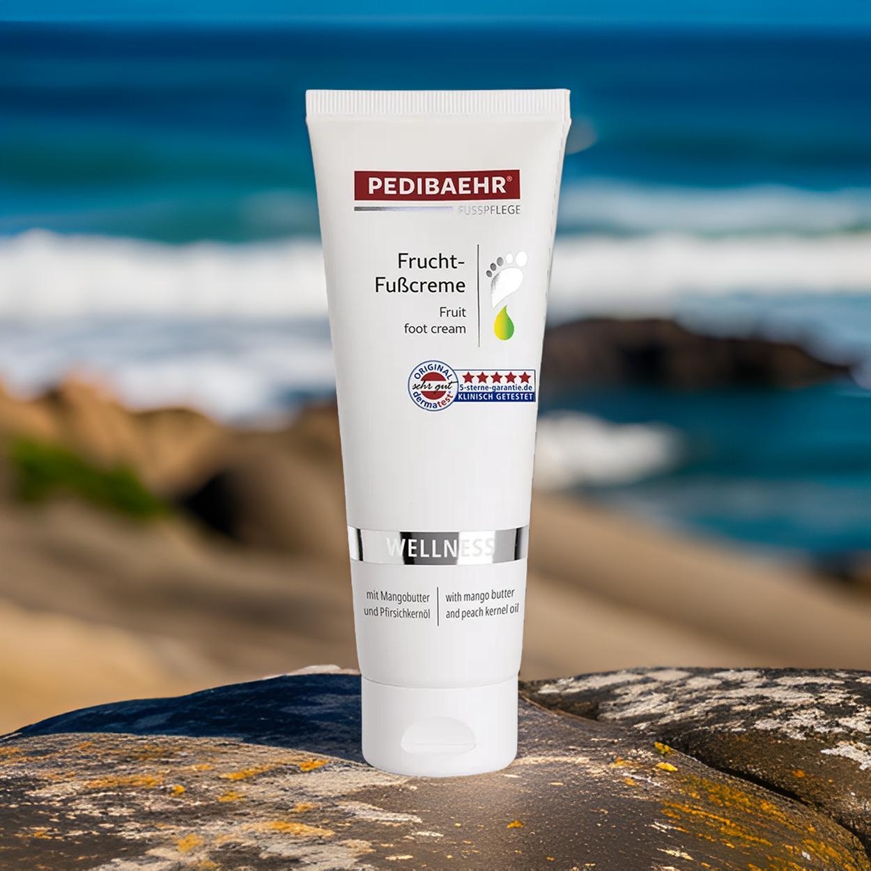 PEDIBAEHR - Wellness Frucht-Fußcreme mit Mangobutter und Pfirsichkernöl, 125 ml PEDIBAEHR - Wellness Frucht-Fußcreme mit Mangobutter und Pfirsichkernöl, 125 ml