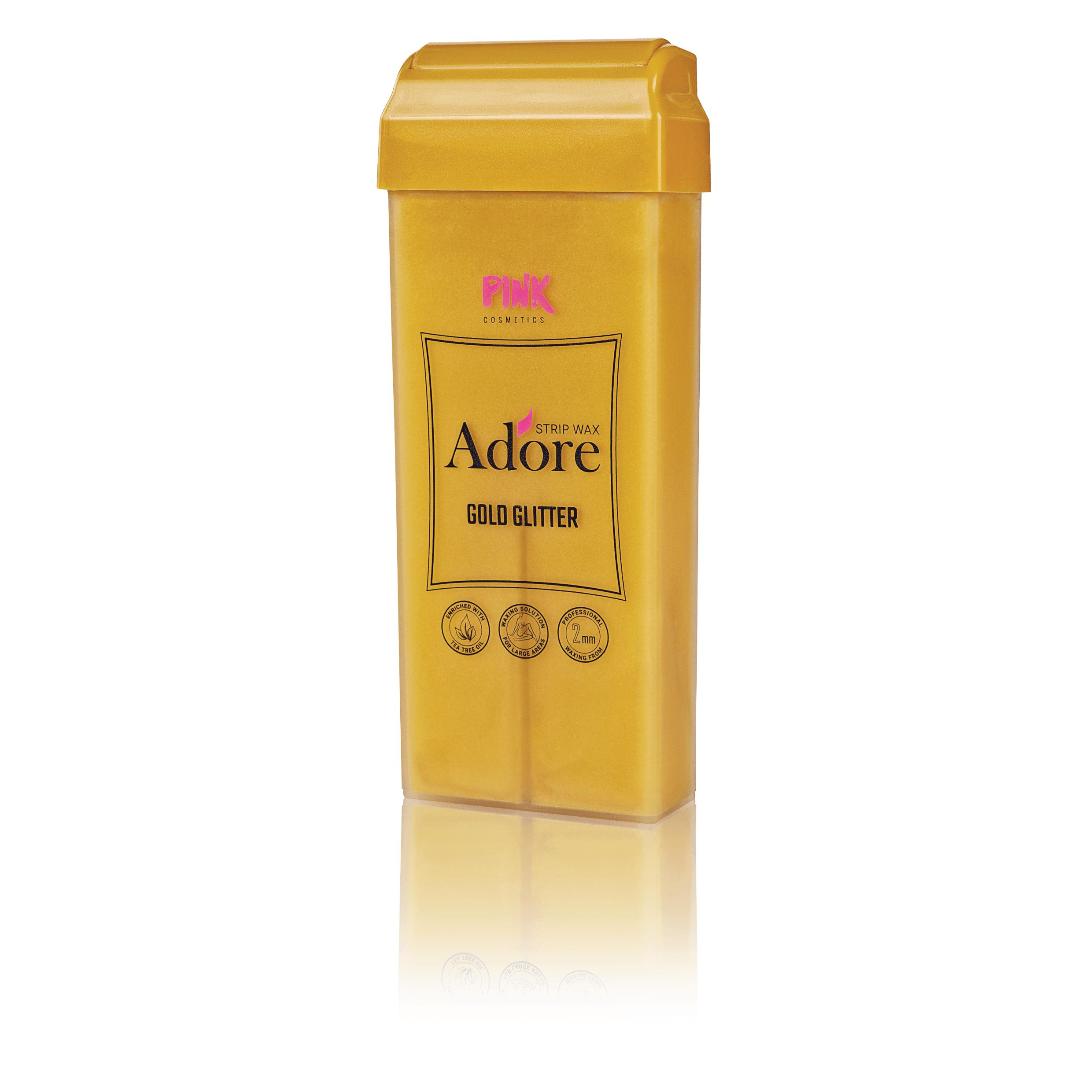 PINK COSMETICS ADORE Strip Wax Gold Glow Roll-on mit Teebaumöl 100 ml PINK COSMETICS ADORE Strip Wax Gold Glow Roll-on mit Teebaumöl 100 ml