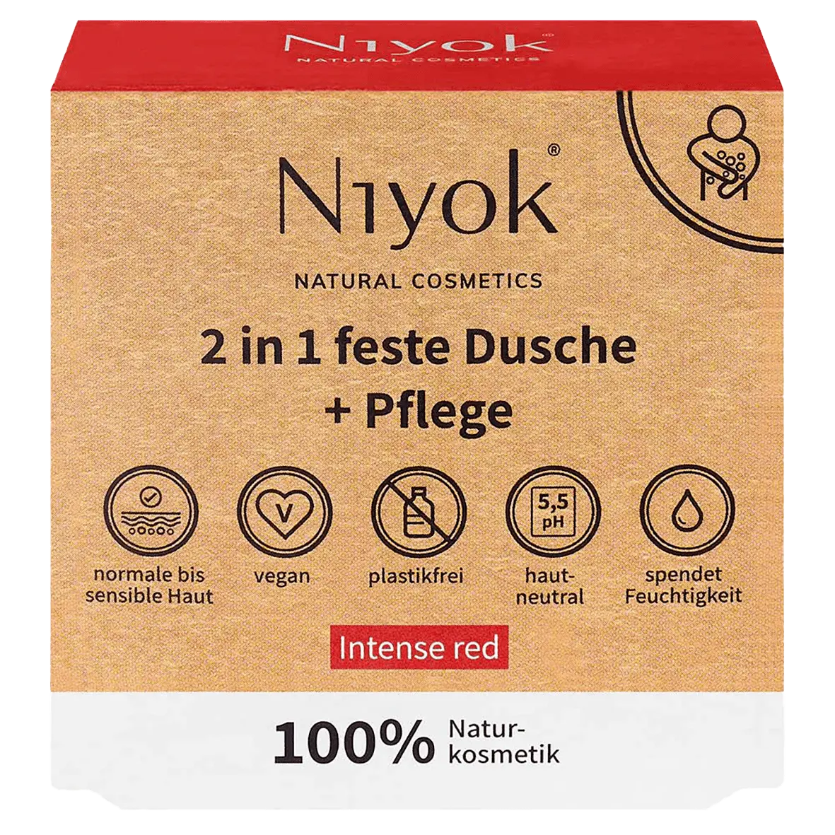 Niyok Feste Dusche + Pflege, 80 g, INTENSE RED