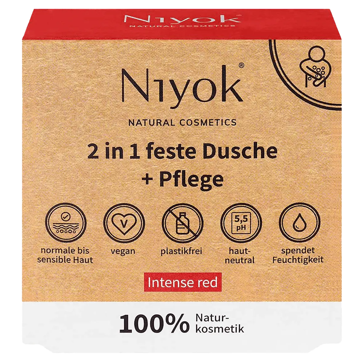Niyok Feste Dusche + Pflege, 80 g, INTENSE RED Niyok Feste Dusche + Pflege, 80 g, INTENSE RED