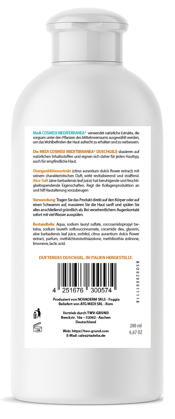Tadelia® Duschgel mit Aloe und Orangenblutextrakt 200 ml | Vegan