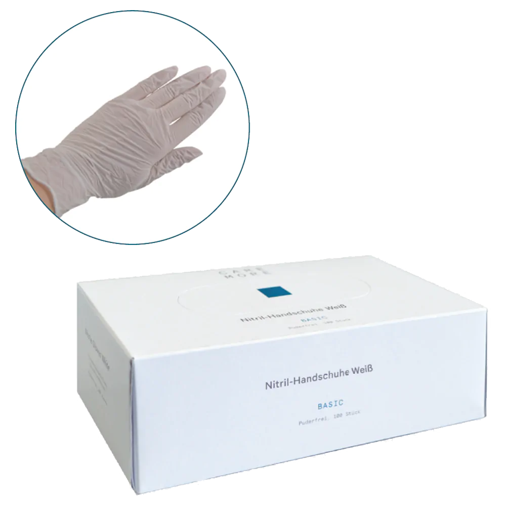 CARE MORE Nitril-Handschuhe Farbe: weiß | Größe: L