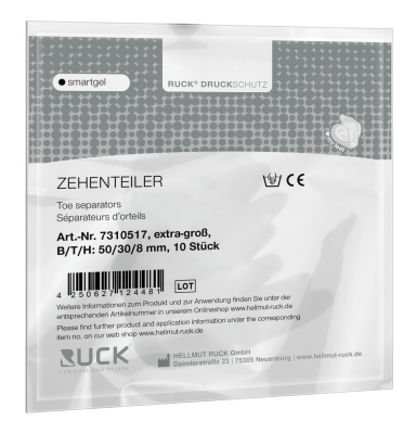 RUCK DRUCKSCHUTZ SmartGel Zehenteiler extra-groß | 10 Stück