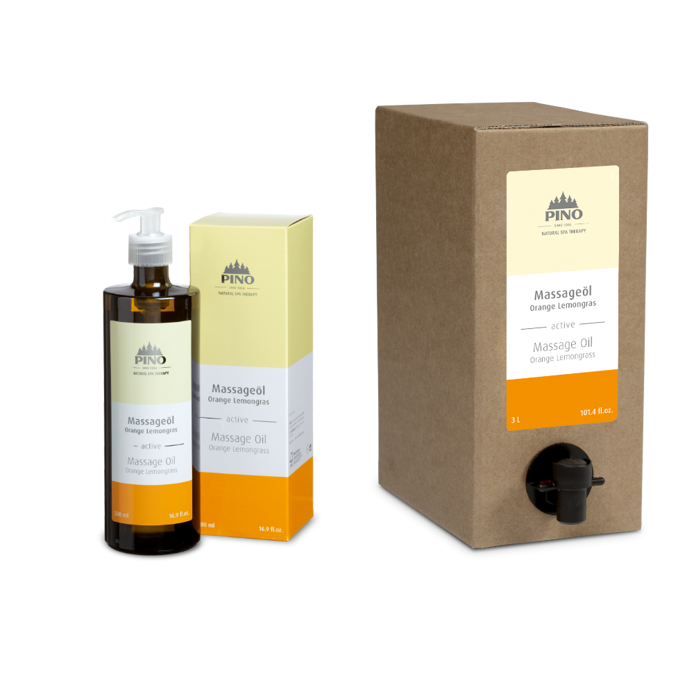PINO naturreine Aroma Massageöle Orange Lemongras - active 0,5 l PINO naturreine Aroma Massageöle Orange Lemongras - active 0,5 l