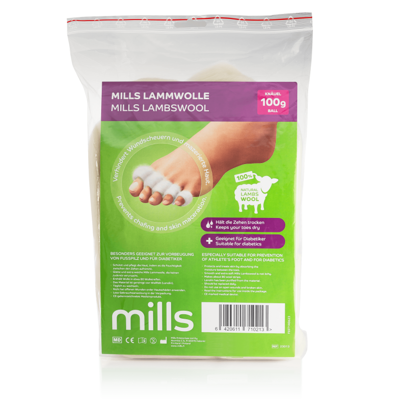 MILLS LAMMWOLLE - verhindert Wundscheuern und mazerierte Haut 100 g  MILLS LAMMWOLLE - verhindert Wundscheuern und mazerierte Haut 100 g