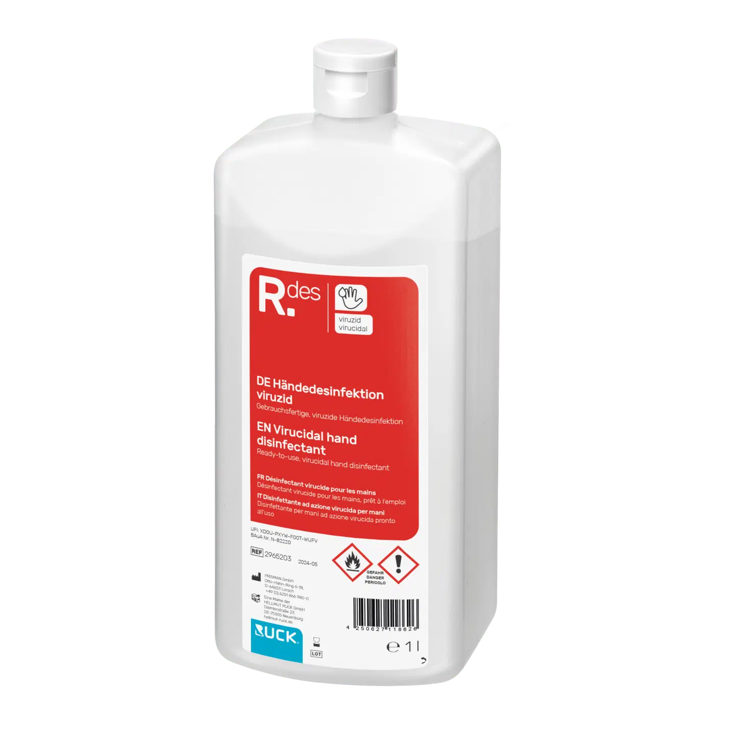 RUCK DE Händedesinfektion viruzid | 1 Liter RUCK DE Händedesinfektion viruzid | 1 Liter
