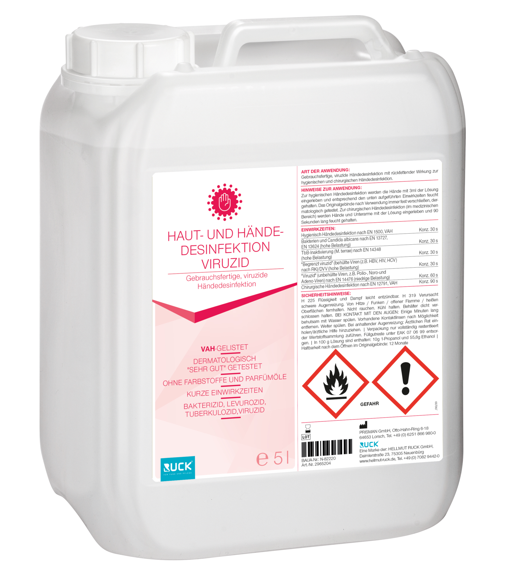 RUCK Haut- und Händedesinfektion viruzid | 5 Liter RUCK Haut- und Händedesinfektion viruzid | 5 Liter