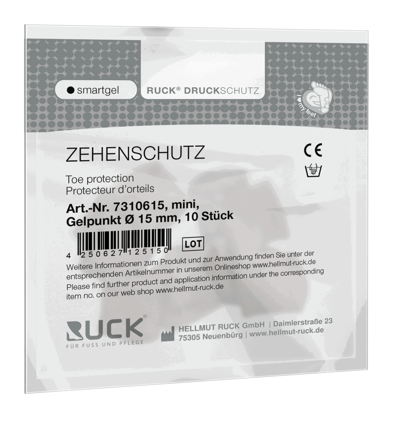 RUCK DRUCKSCHUTZ smartgel Zehenschutz mit Gelpunkt | mini Ø 15 mm 10 Stück