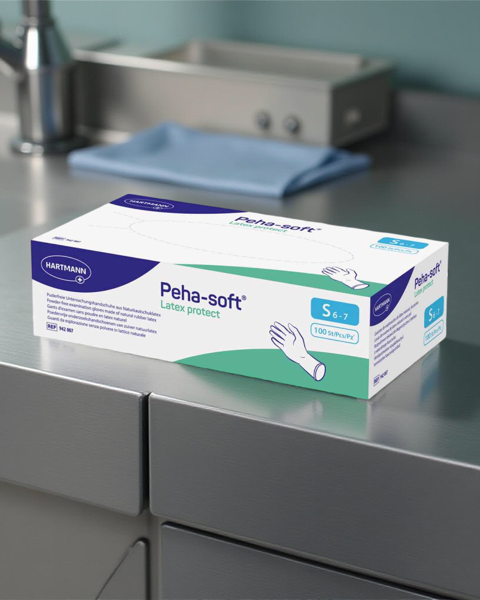 Peha-soft Latex protect Einmalhandschuhe puderfrei | S klein 100 Stück  Peha-soft Latex protect Einmalhandschuhe puderfrei | S klein 100 Stück