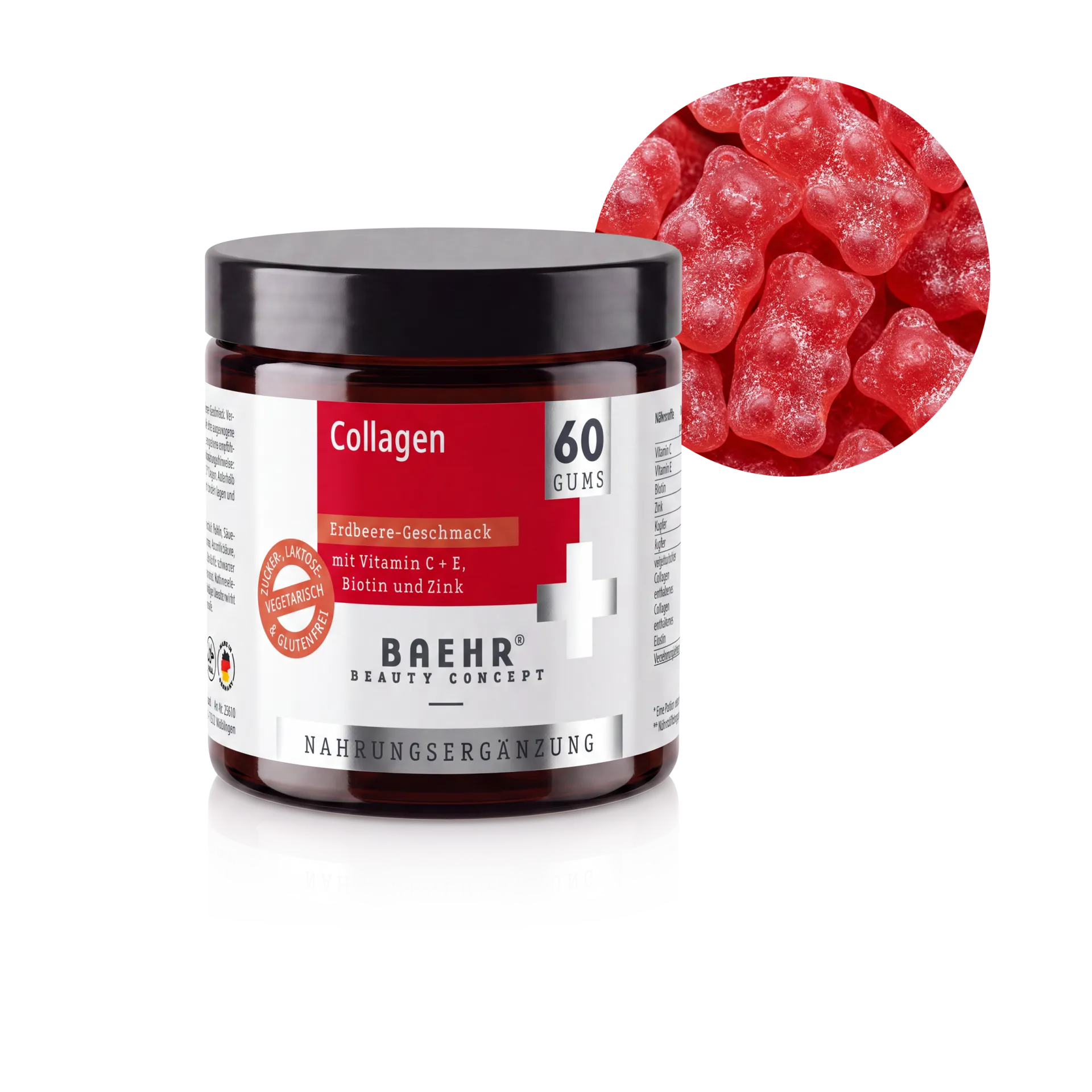 BAEHR Collagen Gums mit Vitamin C, E, Biotin und Zink, Erdbeere-Geschmack