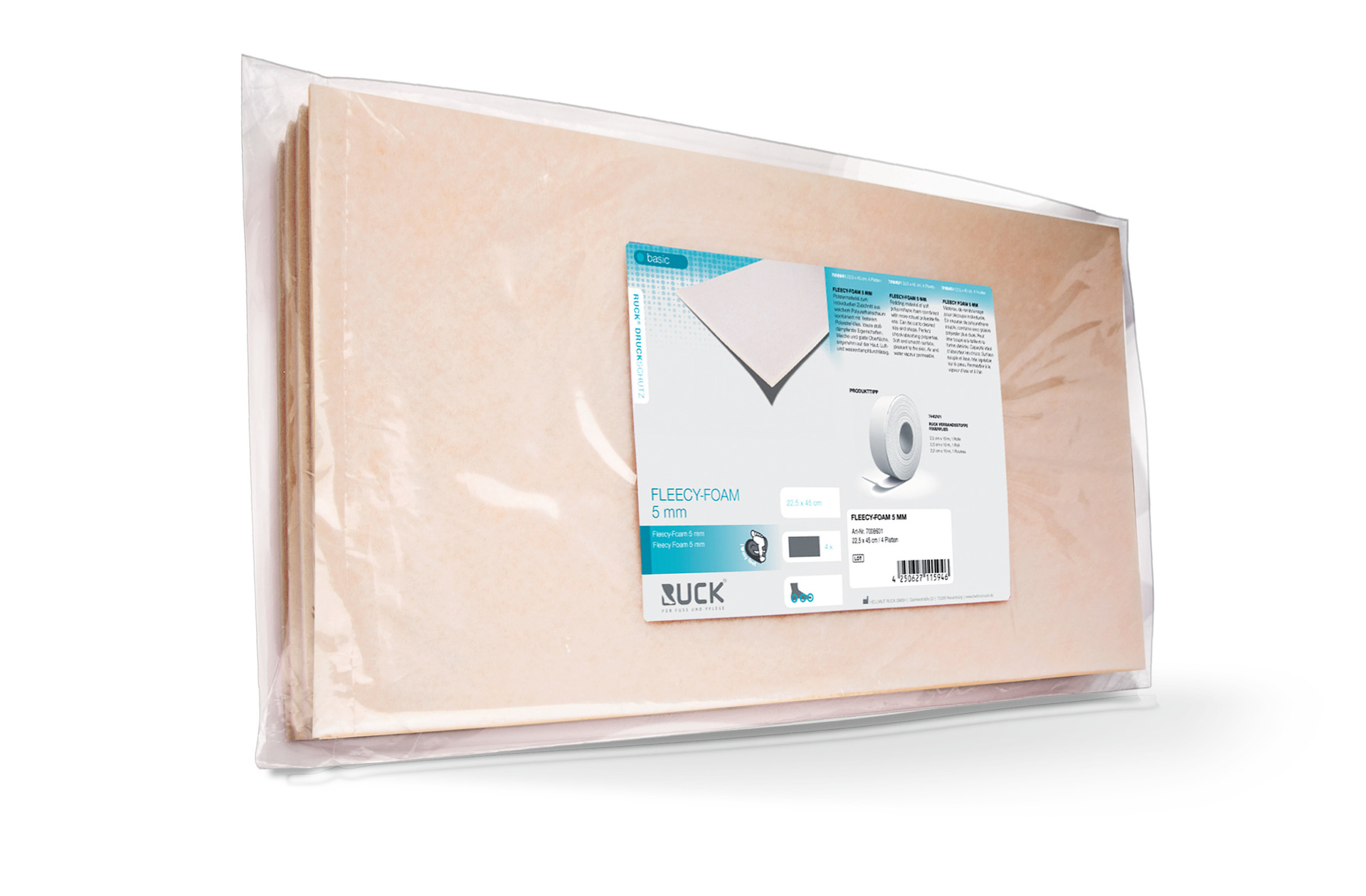 RUCK DRUCKSCHUTZ basic Fleecy-Foam 5 mm 22,5 x 45 cm, 1 Platten RUCK DRUCKSCHUTZ basic Fleecy-Foam 5 mm 22,5 x 45 cm, 1 Platten