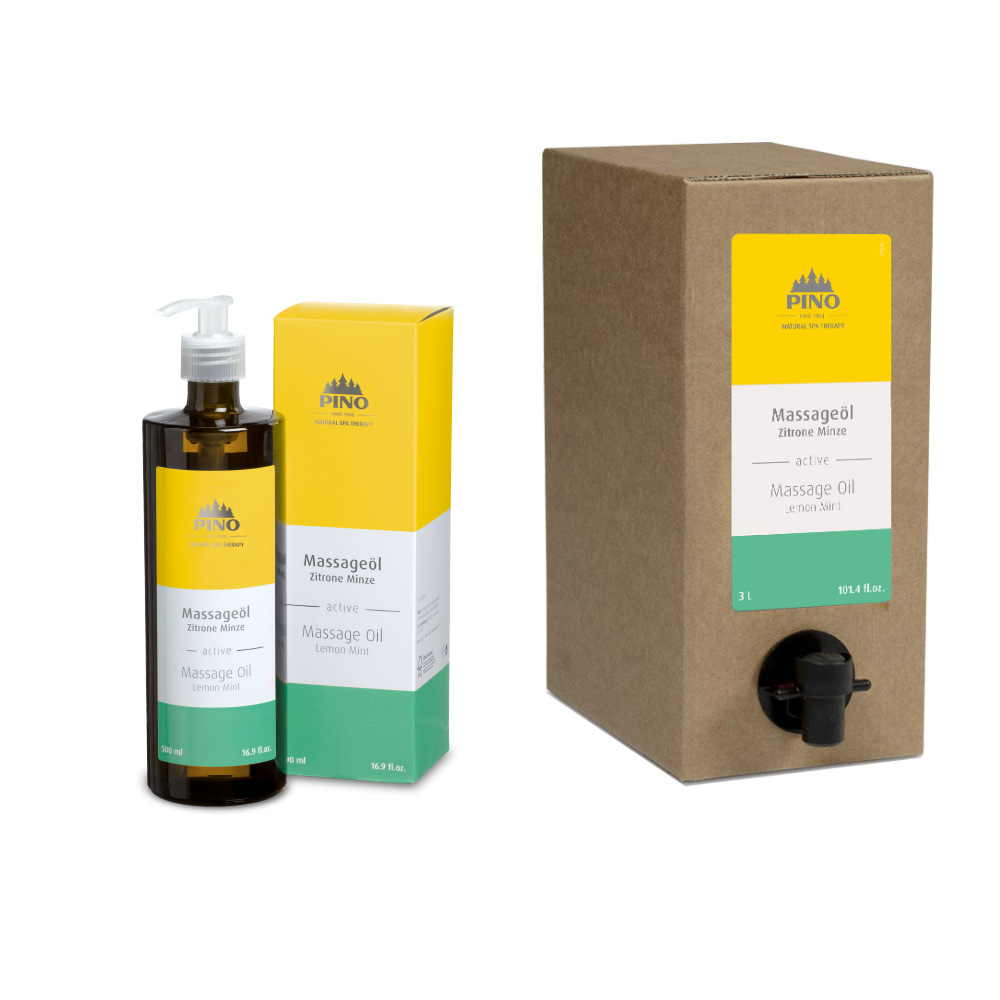 PINO naturreine Aroma Massageöle Zitrone Minze - active 0,5 l PINO naturreine Aroma Massageöle Zitrone Minze - active 0,5 l