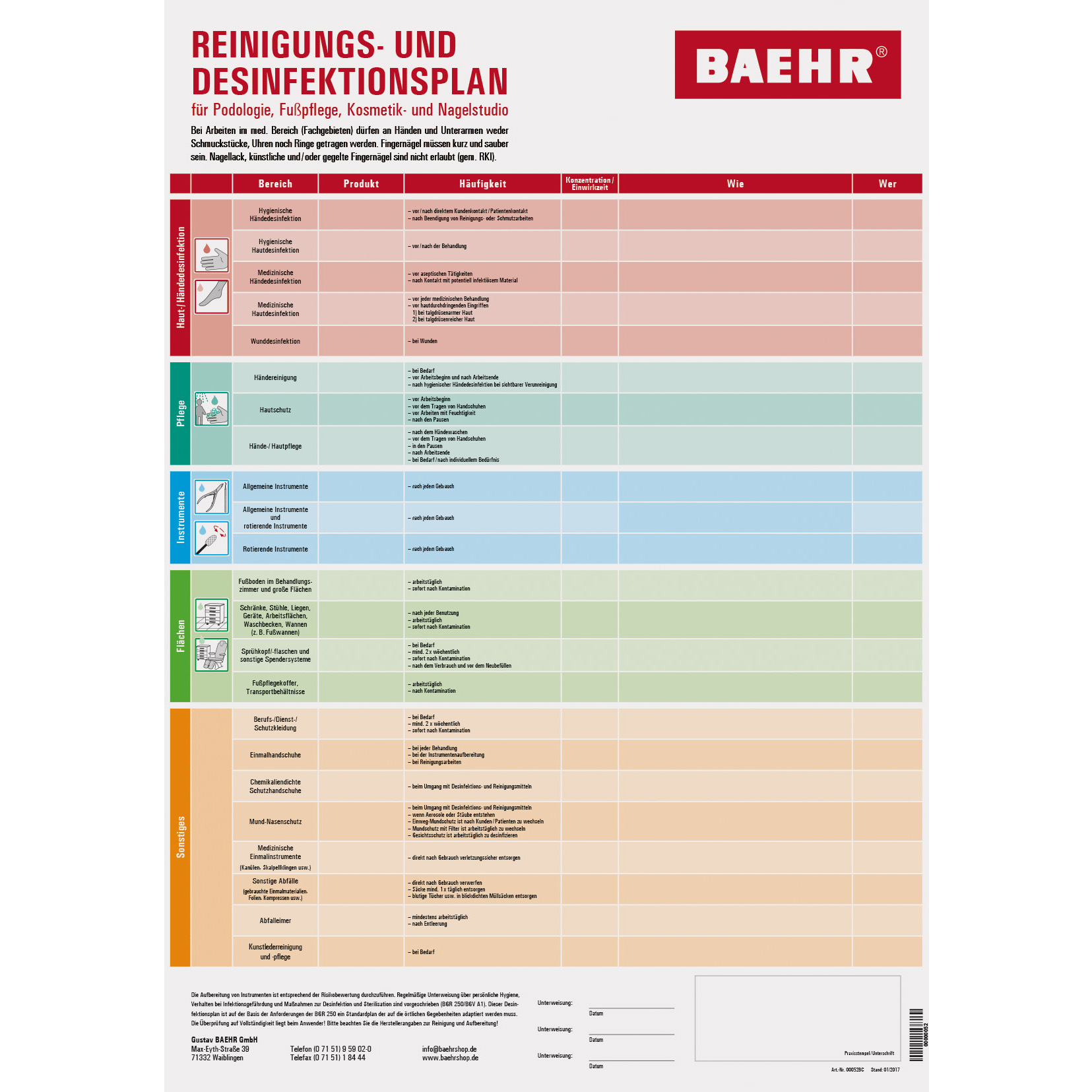 BAEHR Reinigungs- und Desinfektionsplan A3 BAEHR Reinigungs- und Desinfektionsplan A3