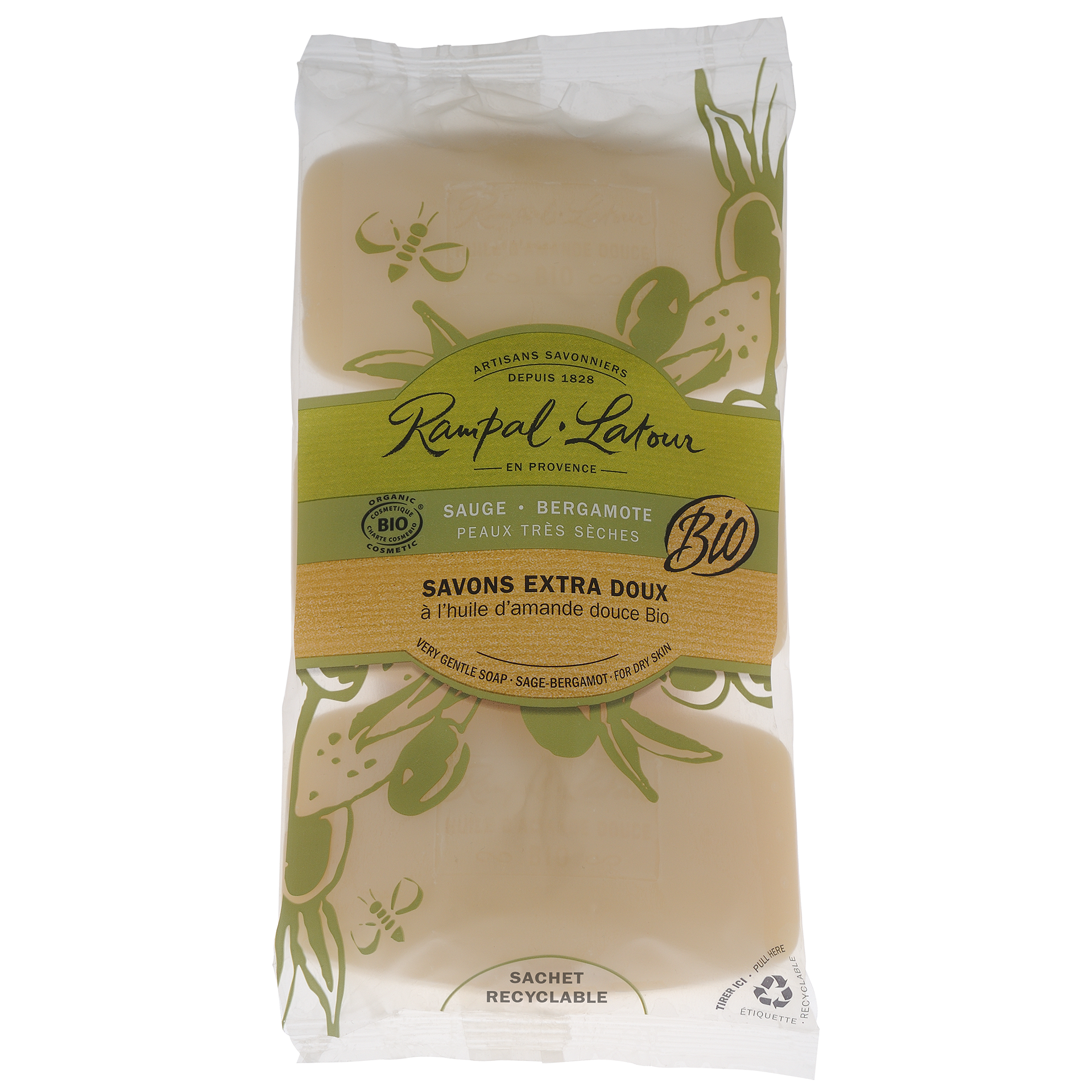 Rampal Latour BIO-Seife, 3 x 150 g Sauge Bergamote Rampal Latour BIO-Seife, 3 x 150 g Sauge Bergamote