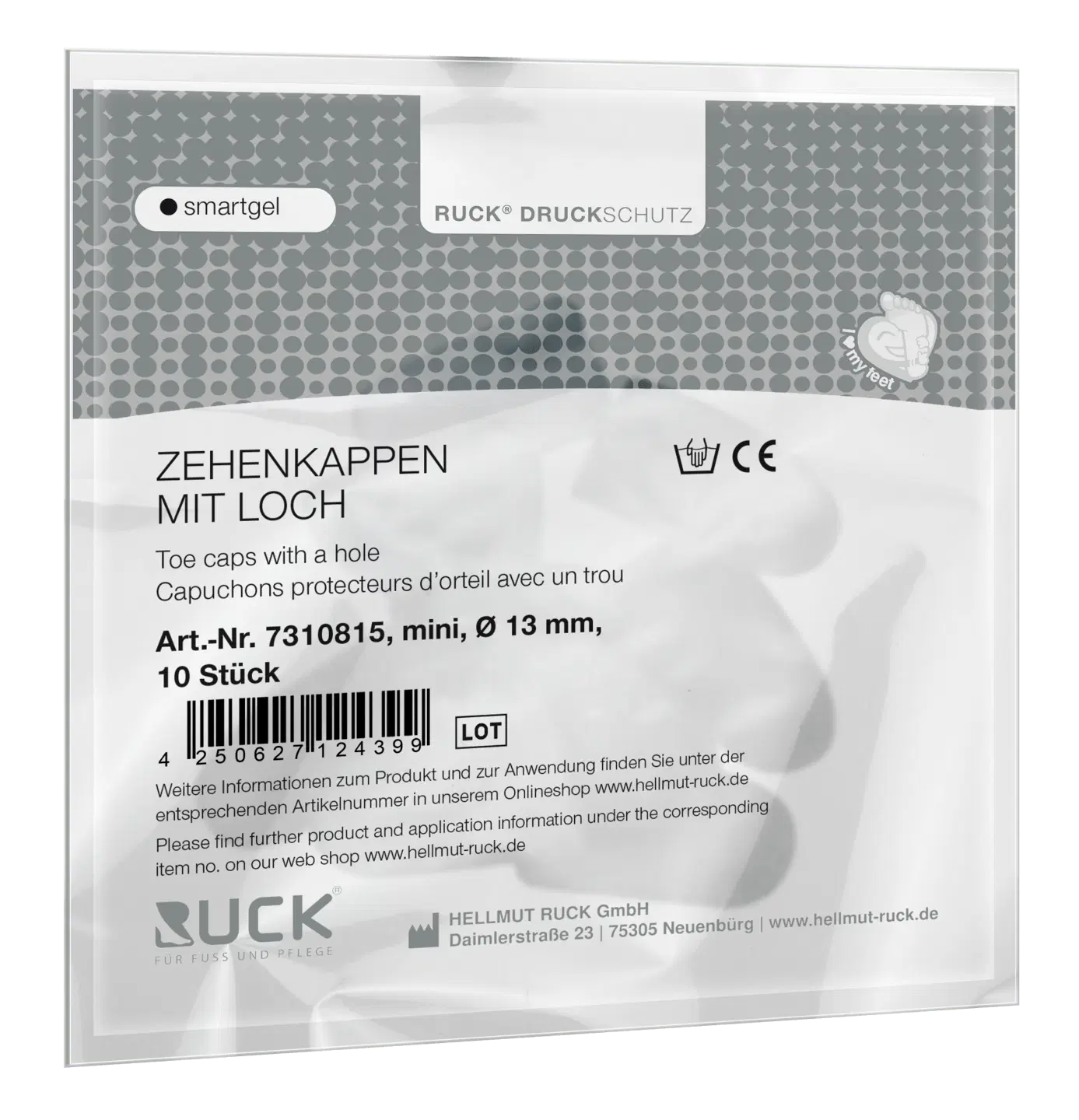 RUCK smartgel Zehenkappen mit Loch, Gr. S, ⌀ 13 mm, 10 Stück