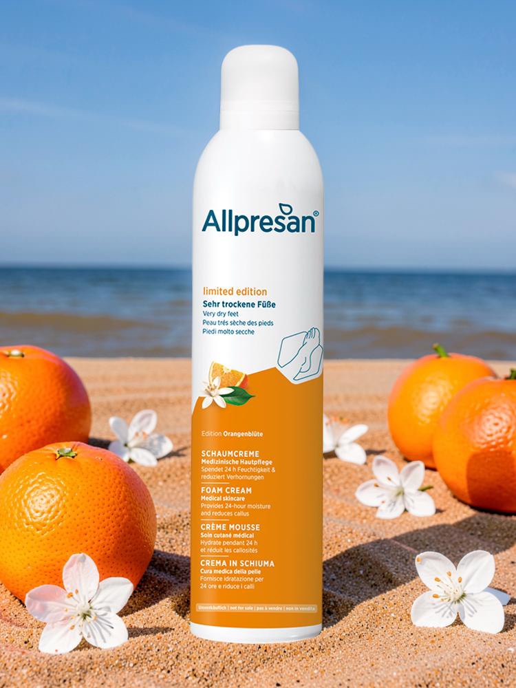 Allpresan Limited Edition Sehr trockene Füße Fuß Schaumcreme Orangeblüte 300 ml