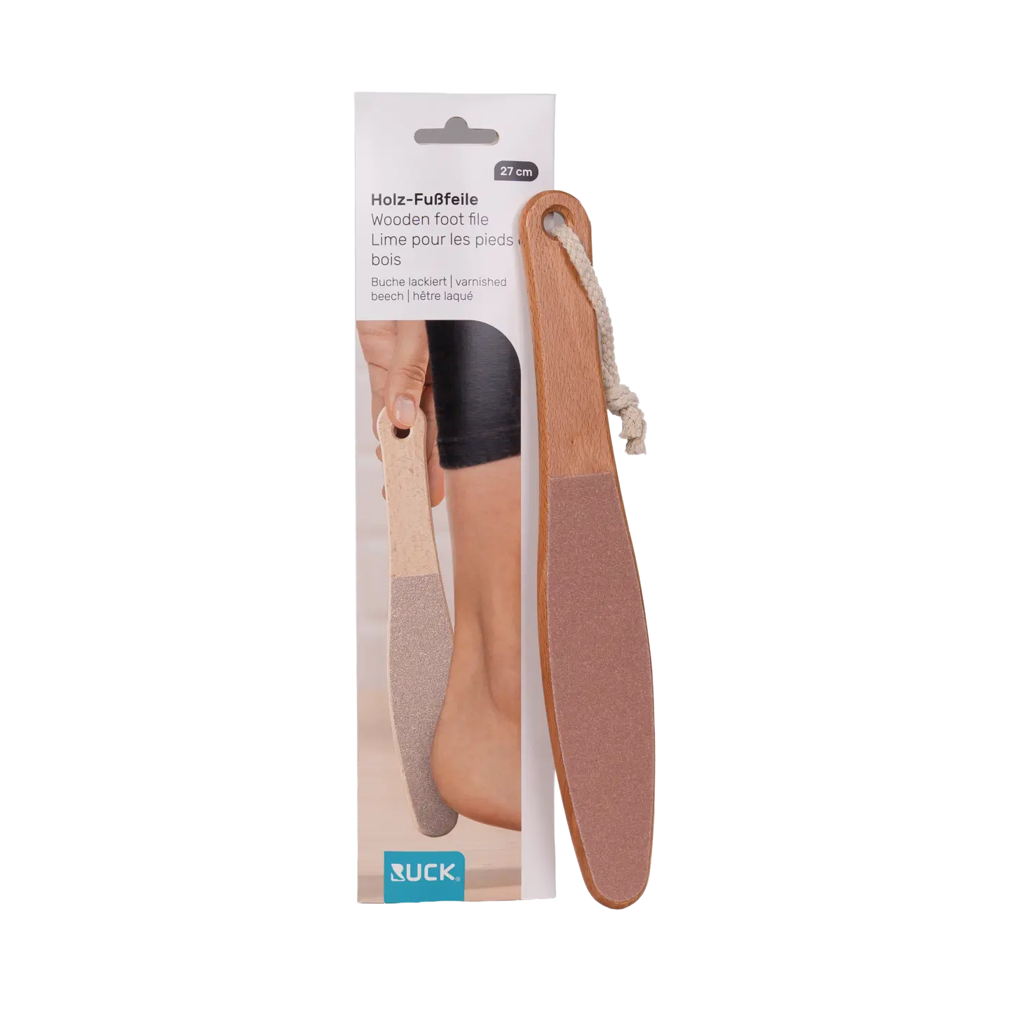 RUCK Holz-Fußfeile, Buche, 2-seitig, 180er/100 Körnung in Kartonschachtel