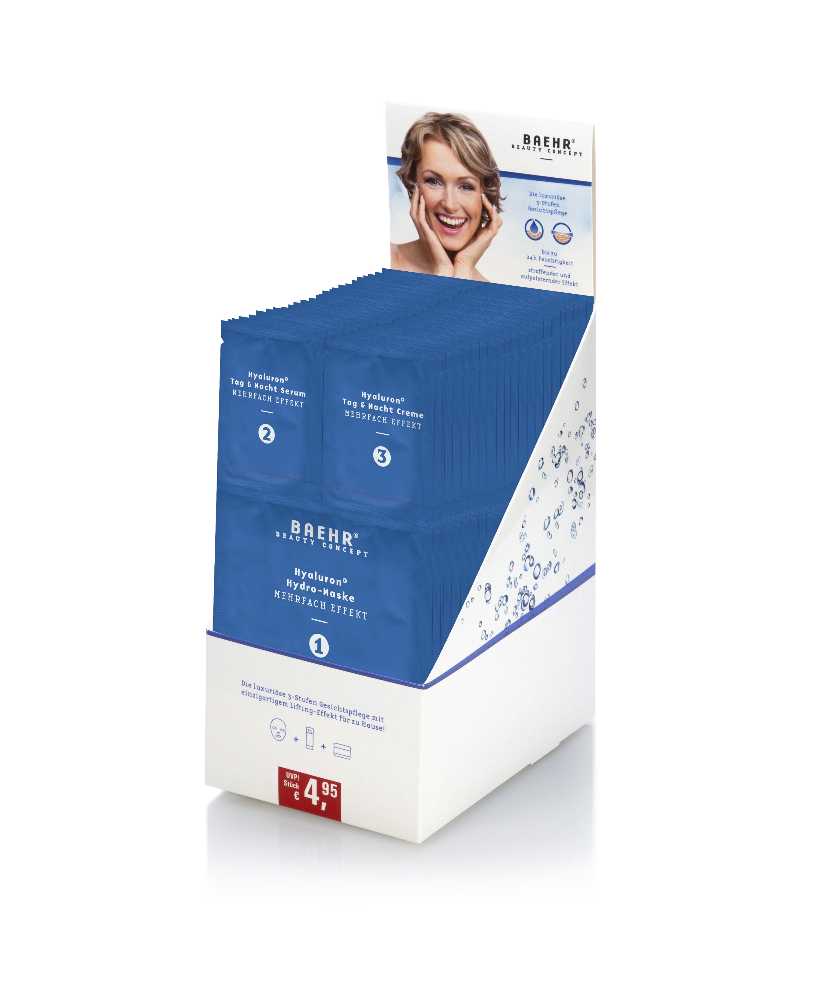 BAEHR Hyaluron+ - Vliesmaske Thekenaufsteller mit 50 Sachets BAEHR Hyaluron+ - Vliesmaske Thekenaufsteller mit 50 Sachets