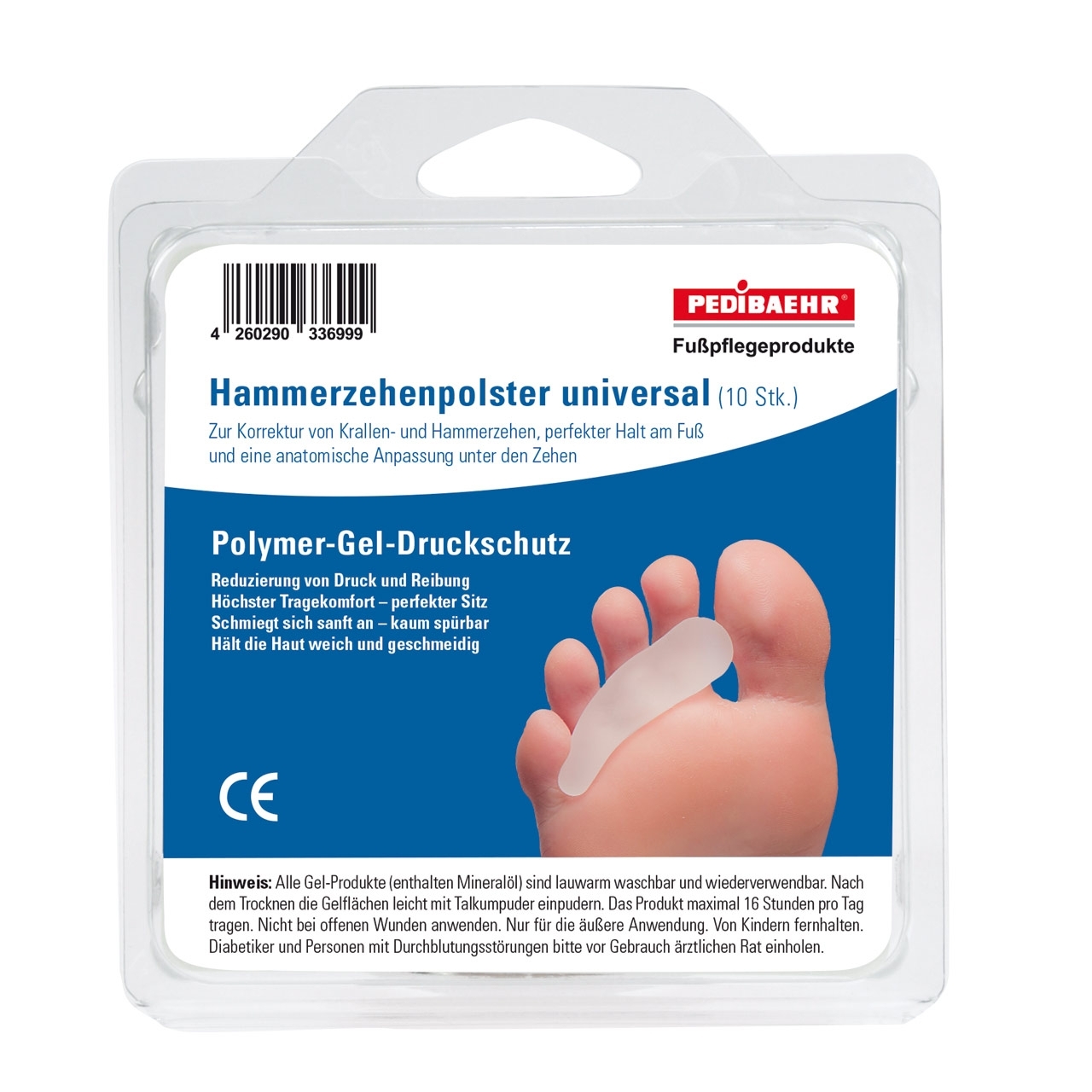 Pedibaehr Gel-Hammerzehenpolster, mittel, universal, 10 Stück Pedibaehr Gel-Hammerzehenpolster, mittel, universal, 10 Stück