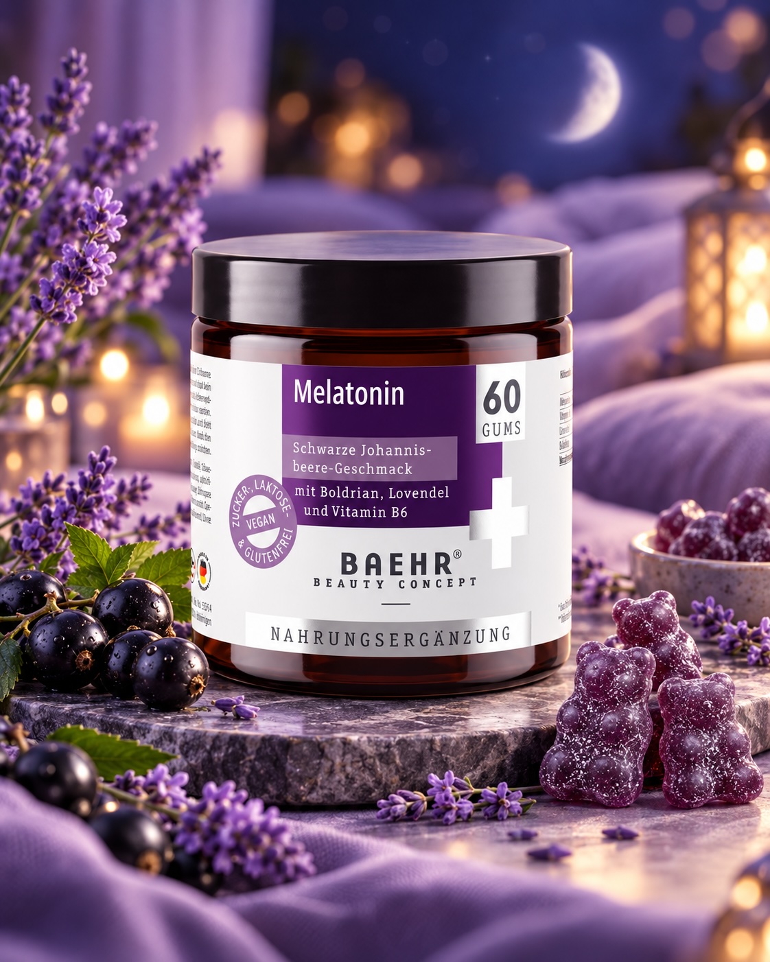 BAEHR Melatonin Gums mit Baldrian, Lavendel und Vitamin B6