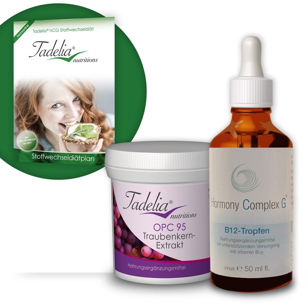 Tadelia® OPC mit Tadelia hCG Stoffwechseldiätplan + Hormony Complex G B12 Tropfen Tadelia® OPC mit Tadelia hCG Stoffwechseldiätplan + Hormony Complex G B12 Tropfen