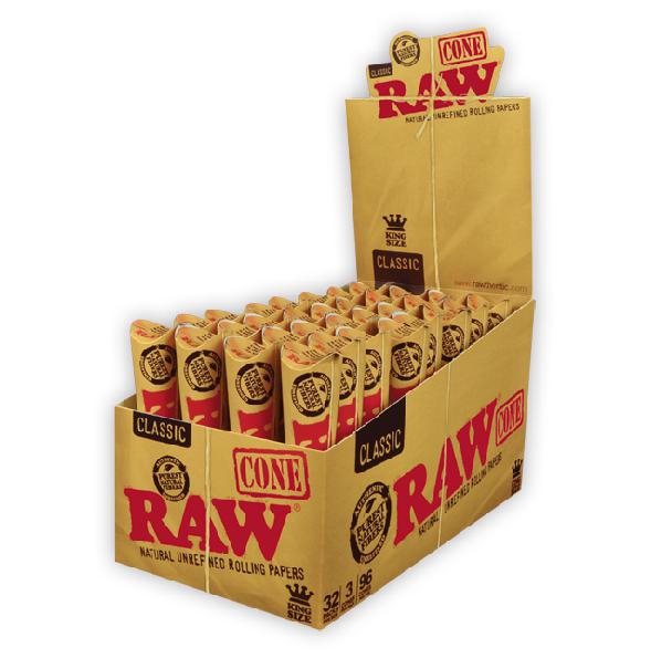 BOX RAW Cones | Clasic King Size | 32 x 3 Cones BOX