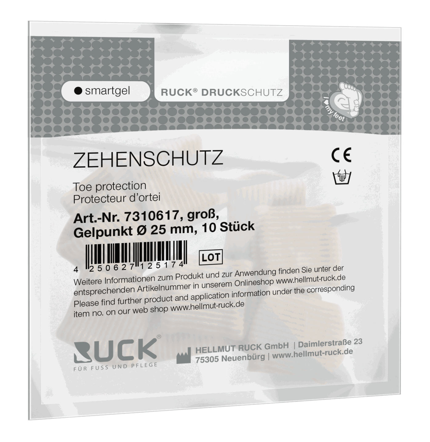 RUCK DRUCKSCHUTZ smartgel Zehenschutz | groß Gelpunkt Ø 25 mm 10 Stück
