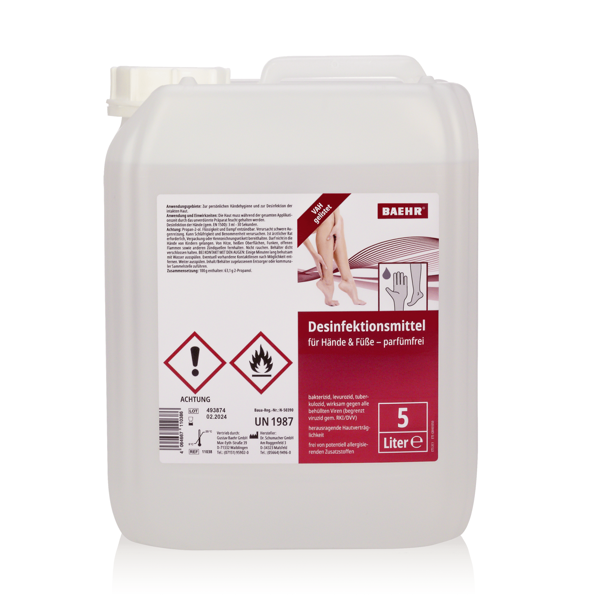 BAEHR Desinfektionsmittel für Hände und Füße 5 Liter BAEHR Desinfektionsmittel für Hände und Füße 5 Liter