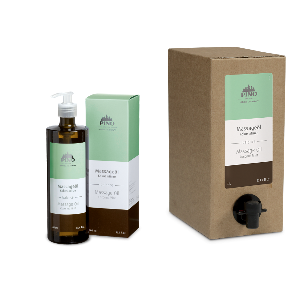PINO naturreine Aroma Massageöle Kokos Minze - balance 0,5 l PINO naturreine Aroma Massageöle Kokos Minze - balance 0,5 l