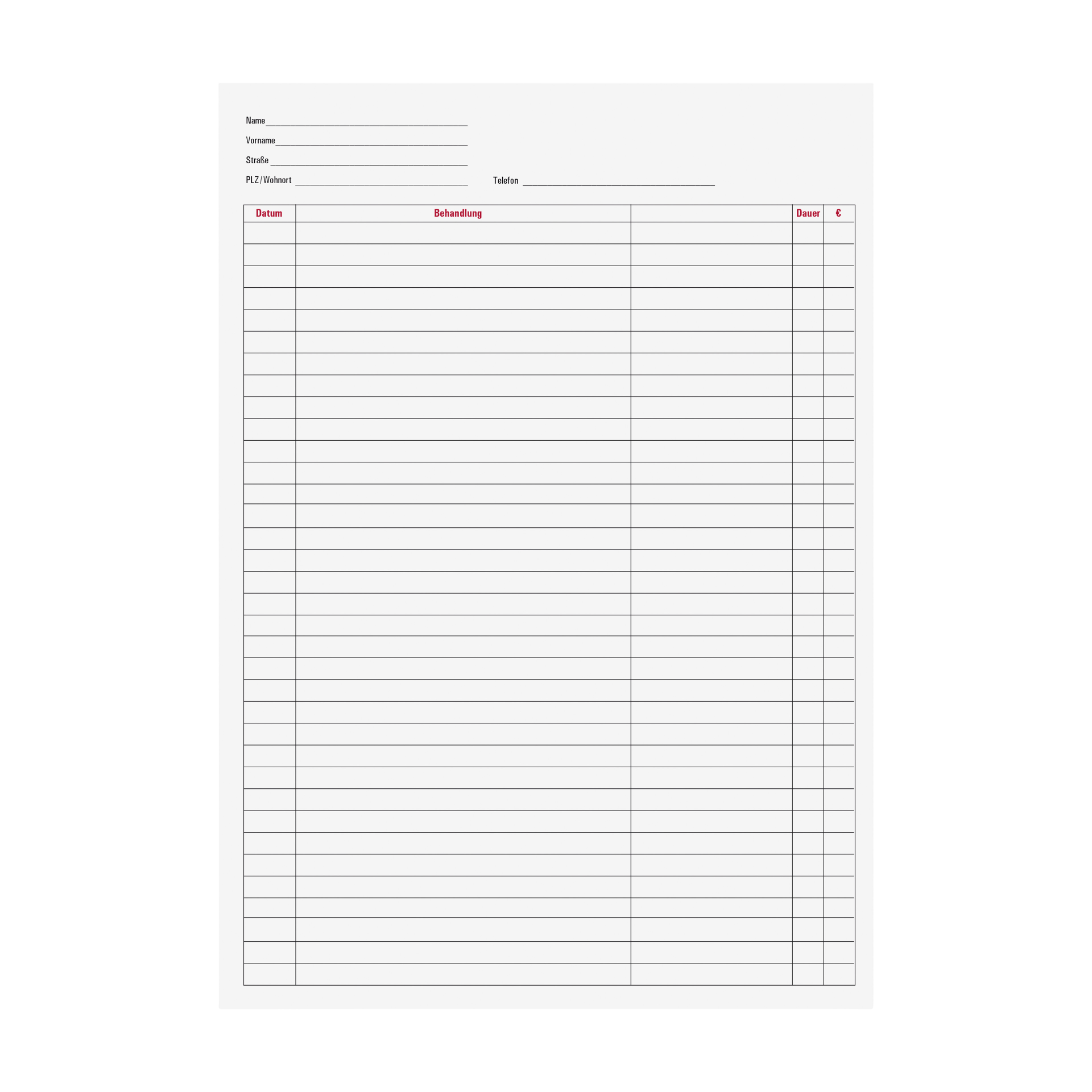 BAEHR Einlegeblatt für Patienten-/Kunden-Analyse  BAEHR Einlegeblatt für Patienten-/Kunden-Analyse