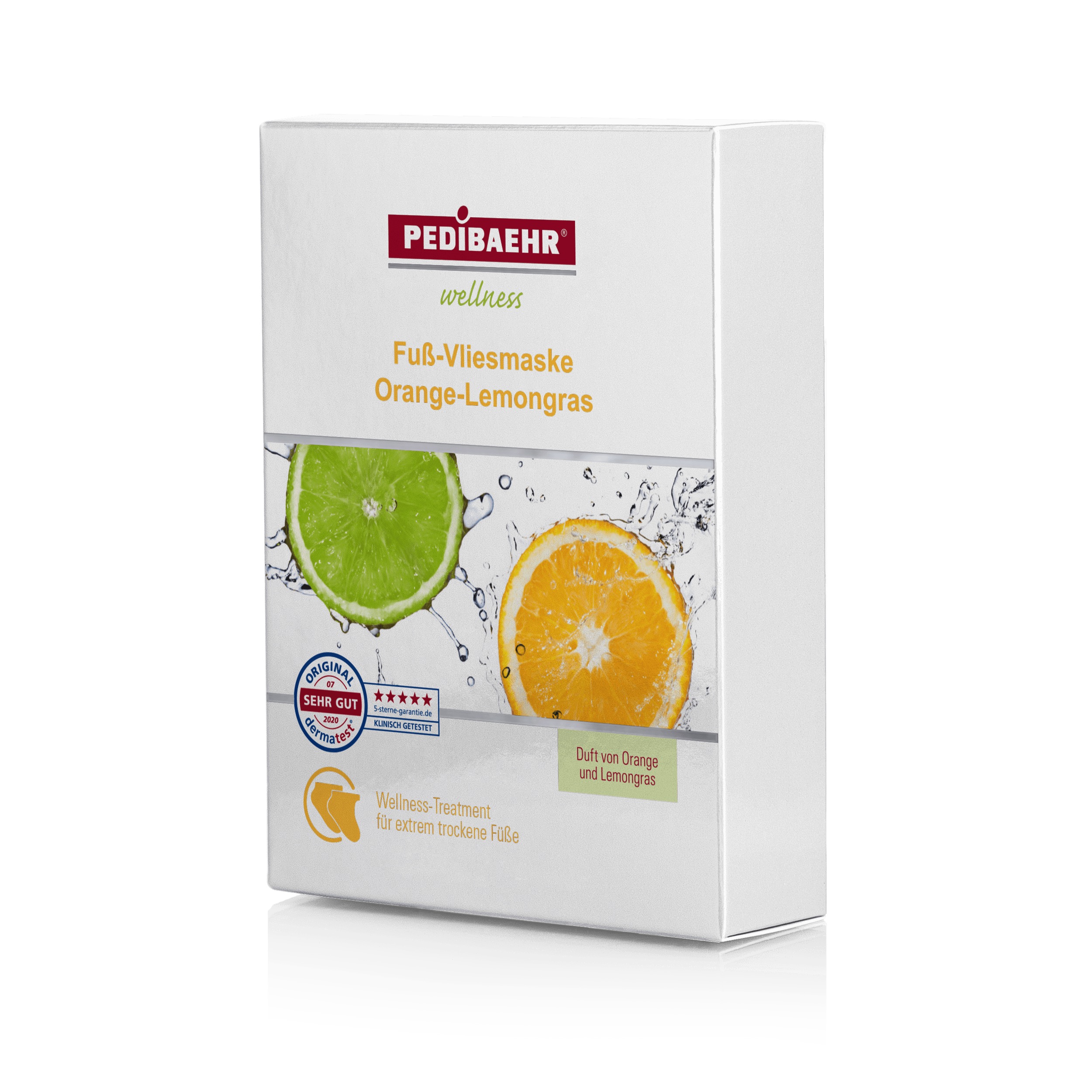 PEDIBAEHR Fuss-Vliesmaske Orange-Lemongrass | 5 Paar PEDIBAEHR Fuss-Vliesmaske Orange-Lemongrass | 5 Paar
