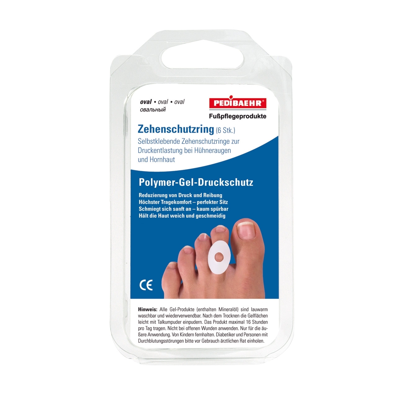 PEDIBAEHR Gel-Zehenschutzringe klein oval 6 Stück PEDIBAEHR Gel-Zehenschutzringe klein oval 6 Stück