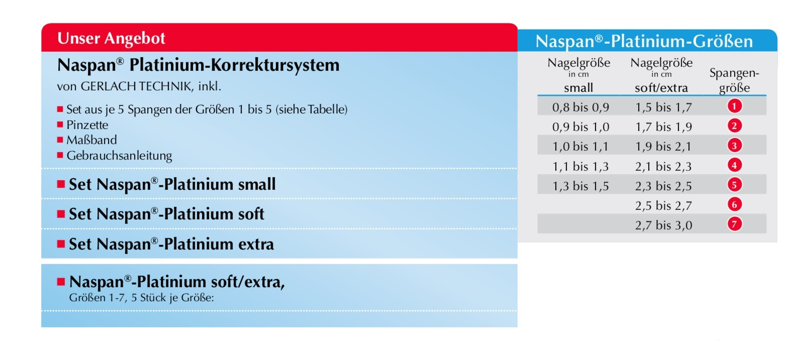 Naspan Platinium-Korrekturspange small | 5 Stück Gr. 1