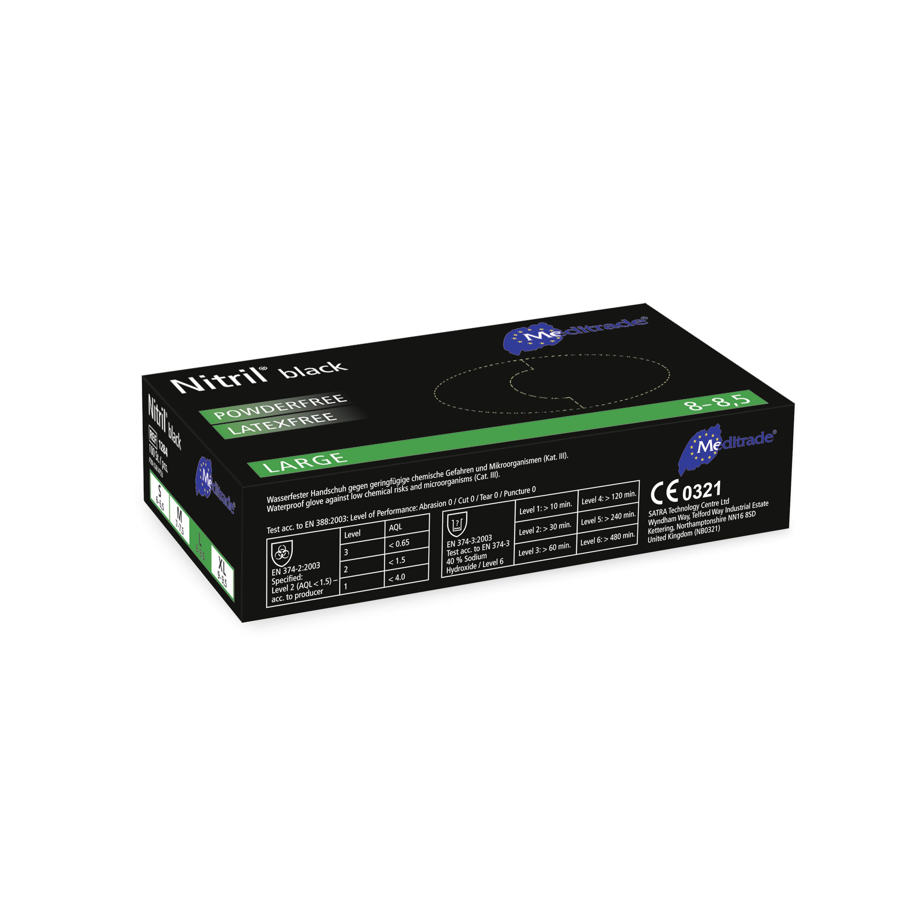 Meditrade Nitril-Einmalhandschuhe schwarz | L groß 100 Stück puderfrei letexfrei Meditrade Nitril-Einmalhandschuhe schwarz | L groß 100 Stück puderfrei letexfrei