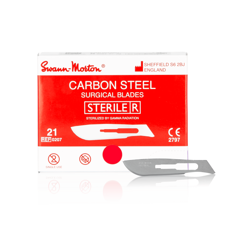 SWANN-MORTON Carbonstahl-Klingen Nr. 21 steril (100 Stück)