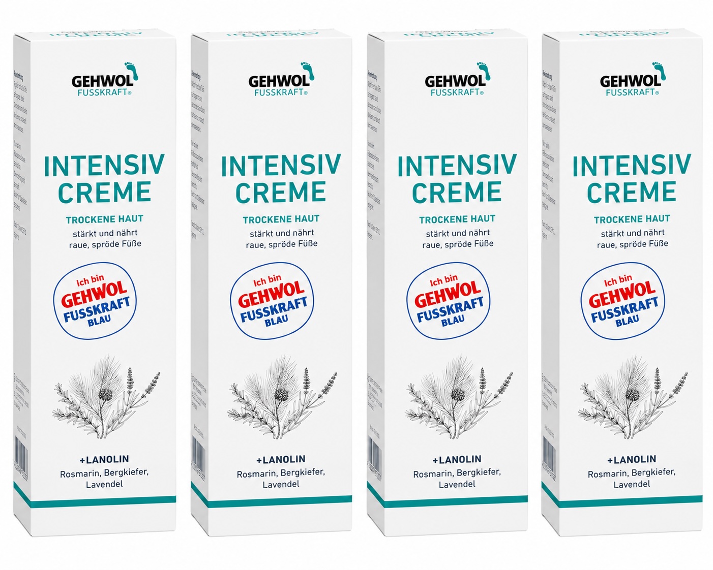 4x GEHWOL FUSSKRAFT Intensiv Creme / blau 125 (500 ml)