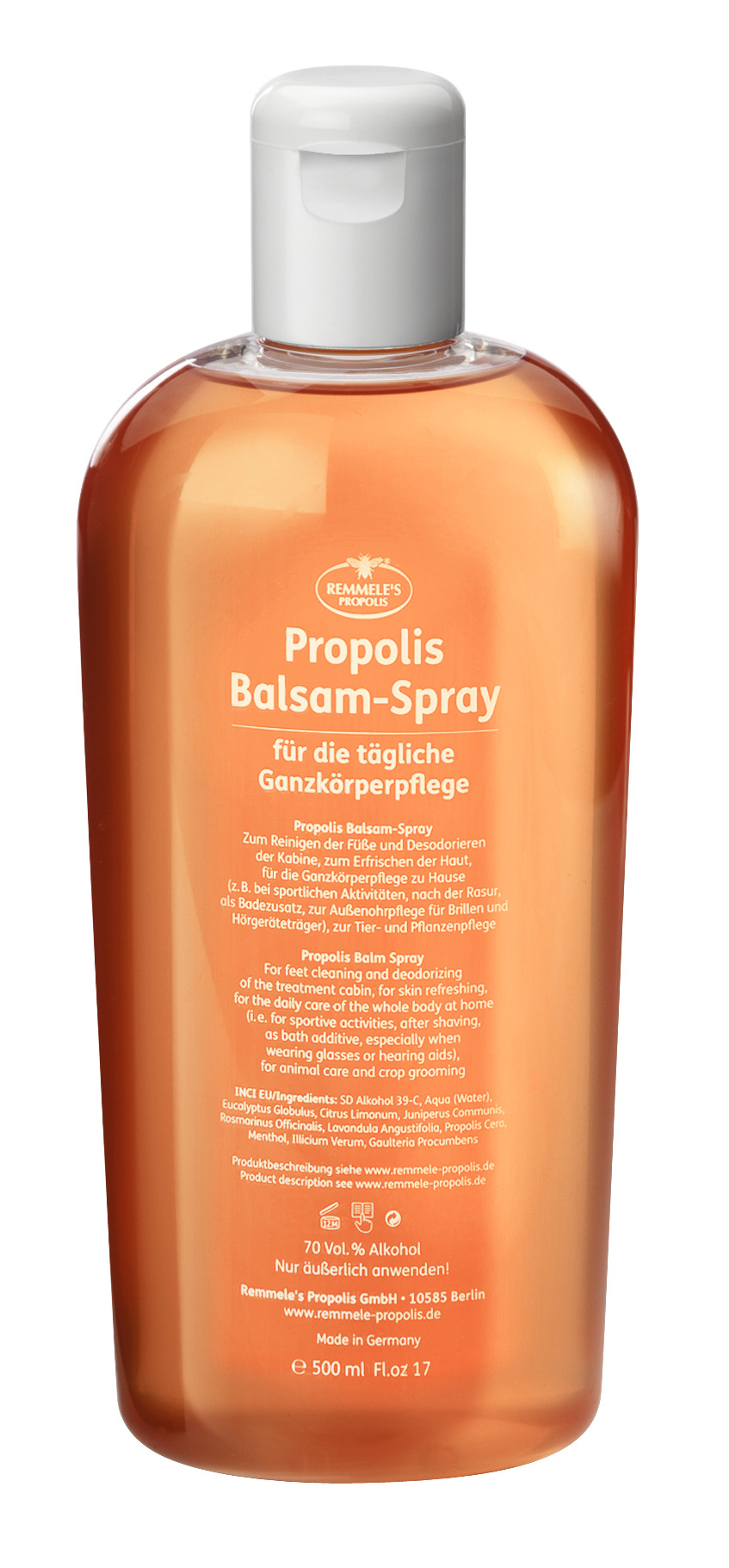 REMMELE`s PROPOLIS Balsam Spray zur hygienischen Händereinigung | 500 ml