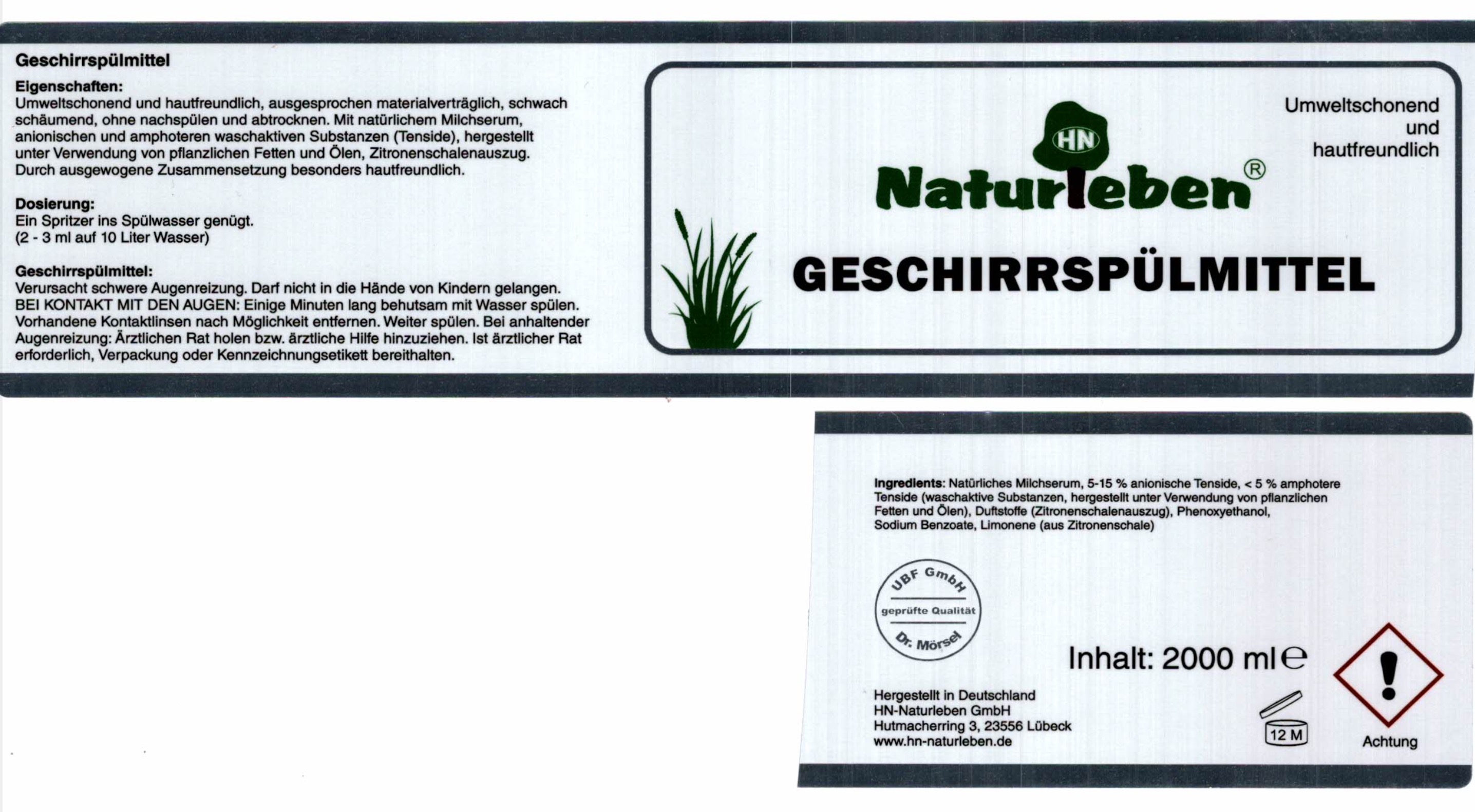 Naturleben Geschirrspülmittel 2 Liter