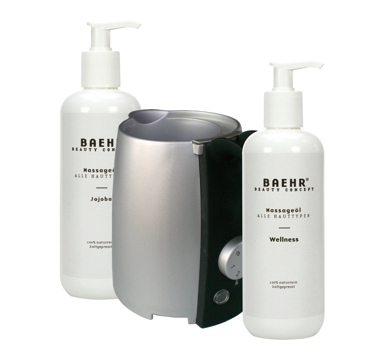Massageöl-Set inkl. Erwärmungsgerät Massageöl-Set inkl. Erwärmungsgerät