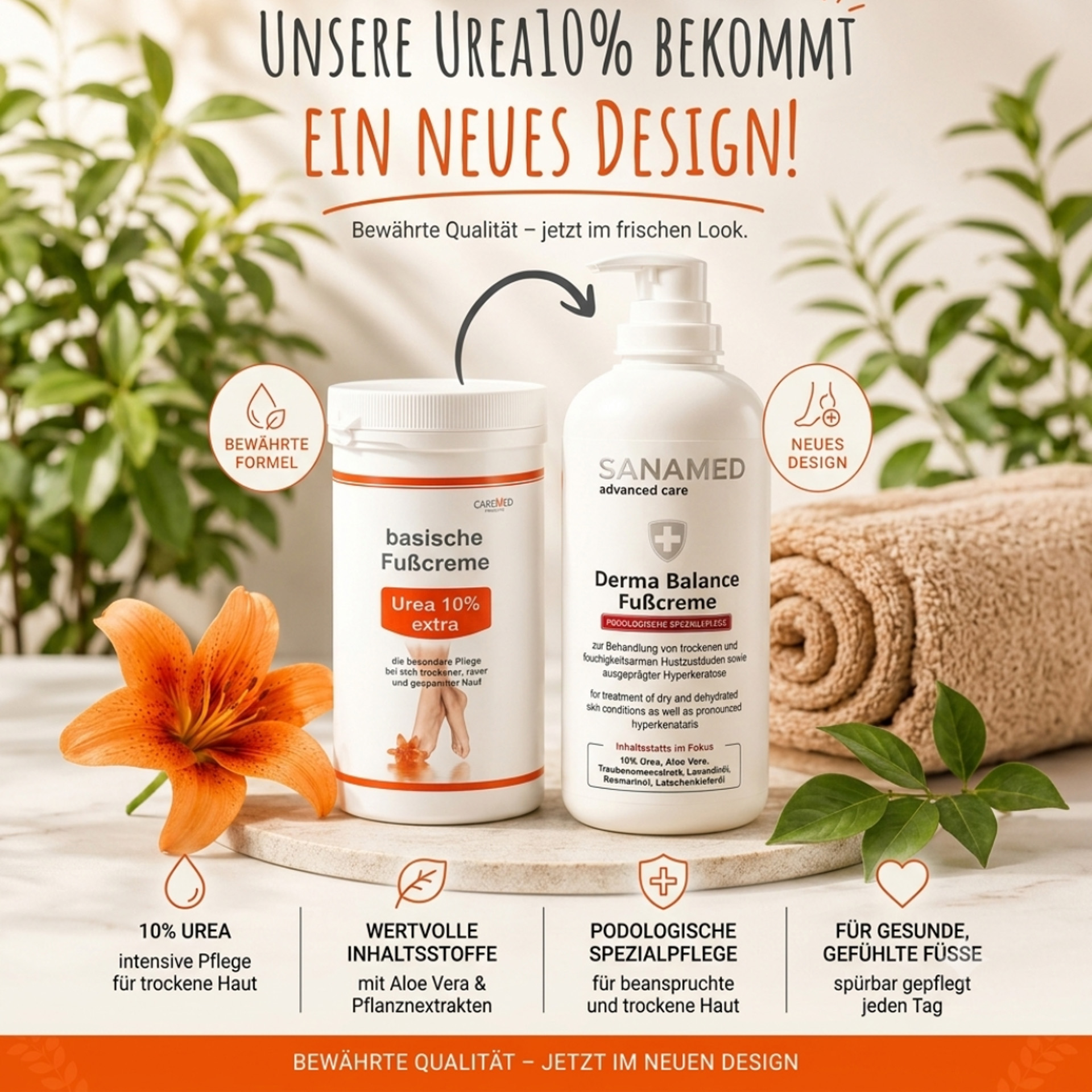 🟪 CareMed Basische Fußcreme UREA 10% extra 450 ml |  I´m Nature