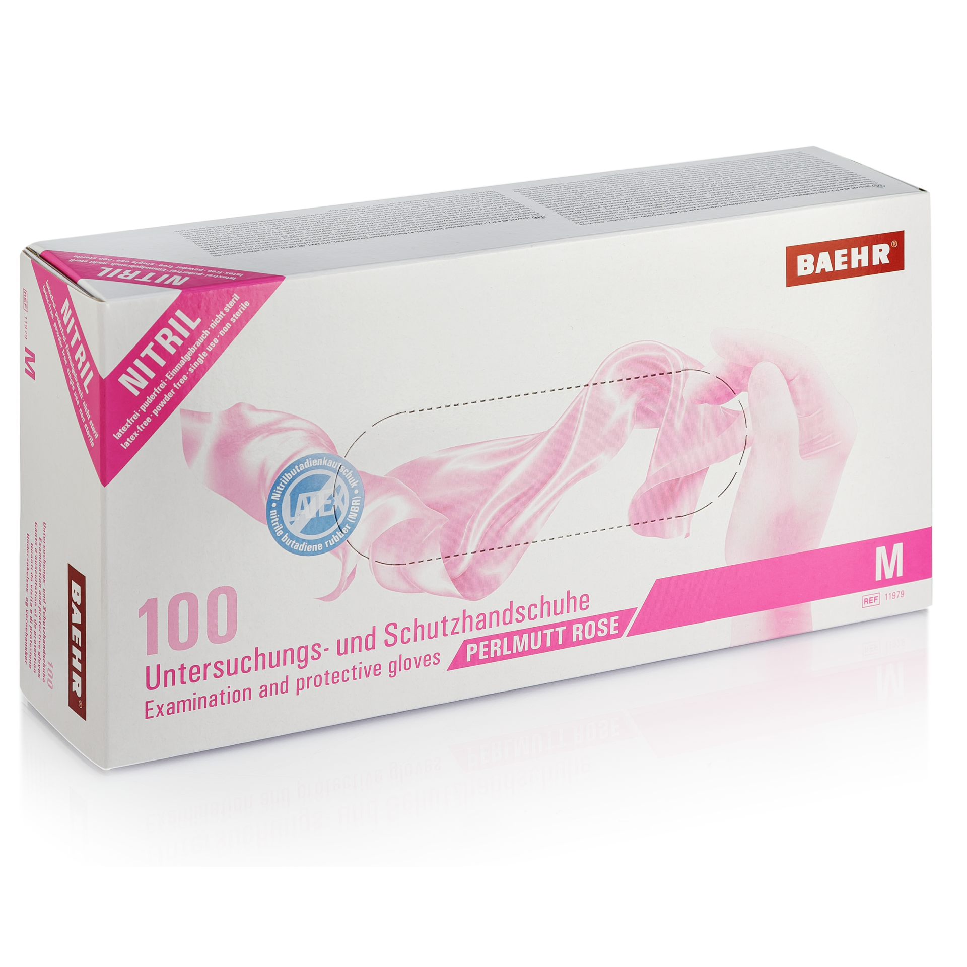 BAEHR Handschuhe Nitril Perlmutt rose Größe M 1 Pack (100 Stück) BAEHR Handschuhe Nitril Perlmutt rose Größe M 1 Pack (100 Stück)