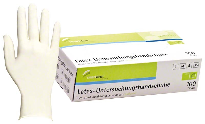 smartdent Latex Einmalhandschuhe weiß | Größe M 100 Stück